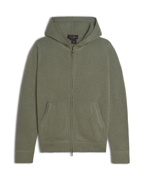 Felpa in cashmere 2 fili con cappuccio e zip