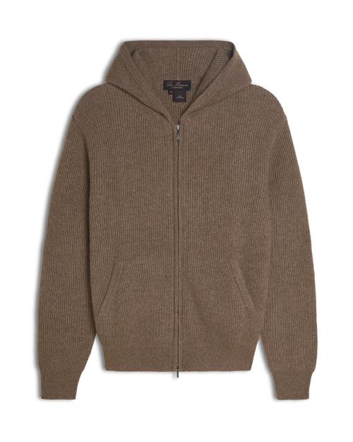 Felpa in cashmere 4 fili con cappuccio e zip